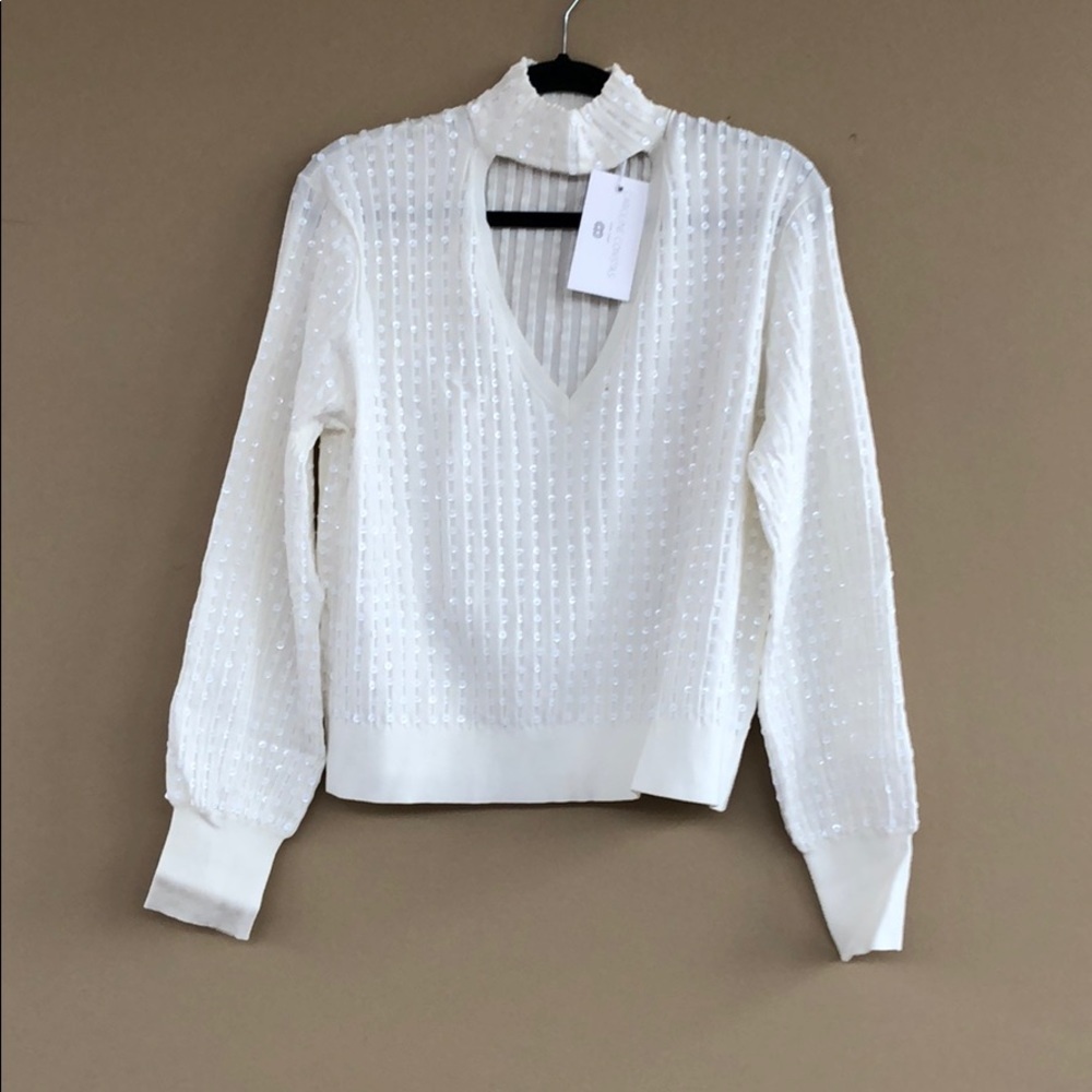 NEW • Caroline Constas • Sequin Cut Out Sweater L - Picture 5 of 7